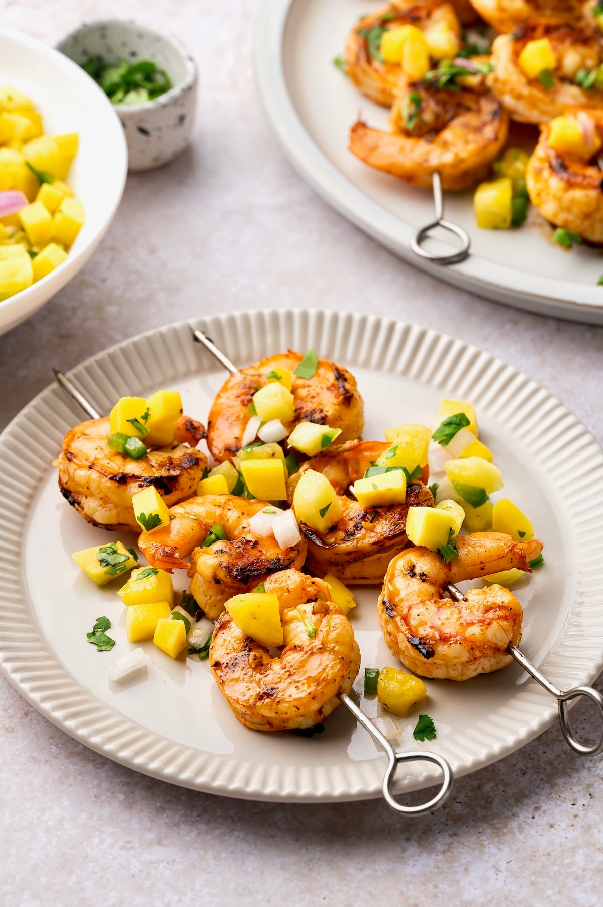 Lemongrass Grilled Shrimp Skewers with Mango Salsa