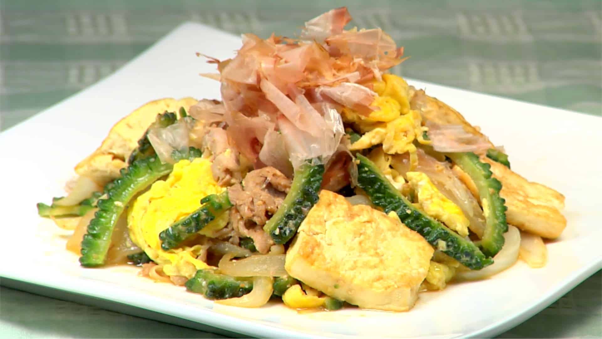 Stir-Fried Okinawan Pork with Bitter Melon and Tofu