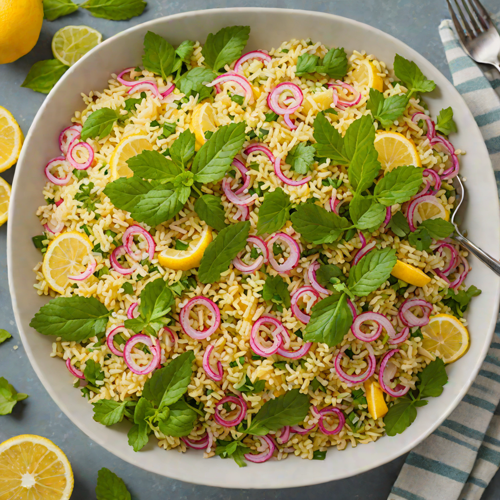 Lemon-Mint Couscous Salad with Pickled Red Onions