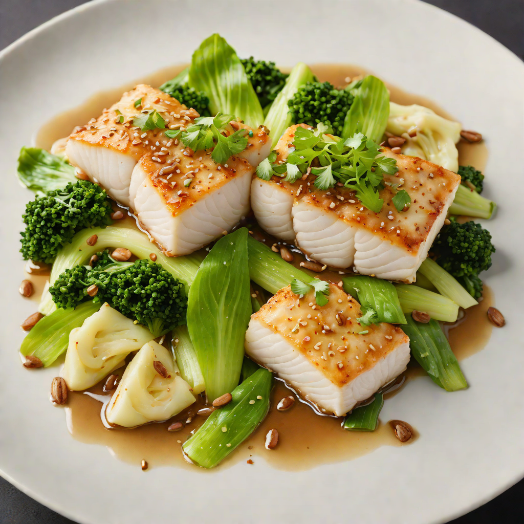 Steamed Ginger-Soy Cod with Wilted Bok Choy
