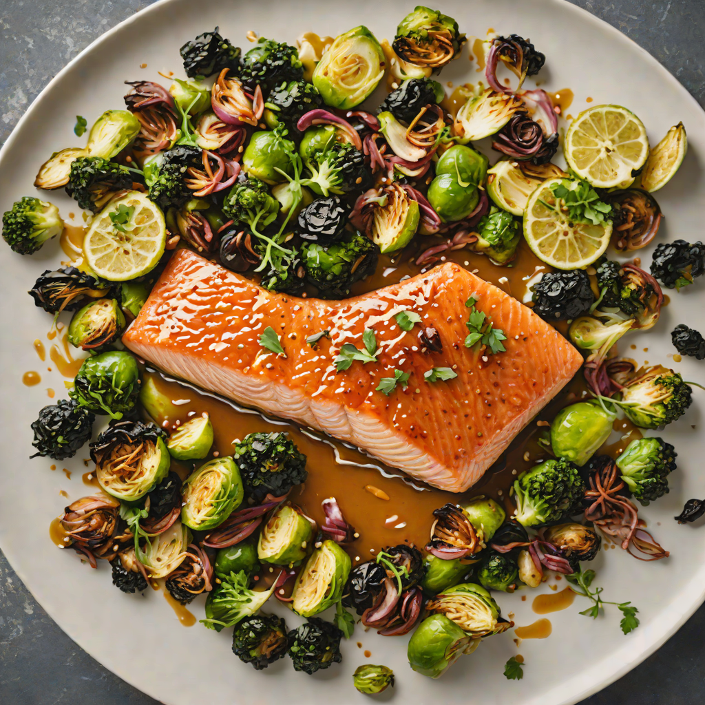 Sheet Pan Honey-Soy Glazed Salmon with Roasted Brussels Sprouts