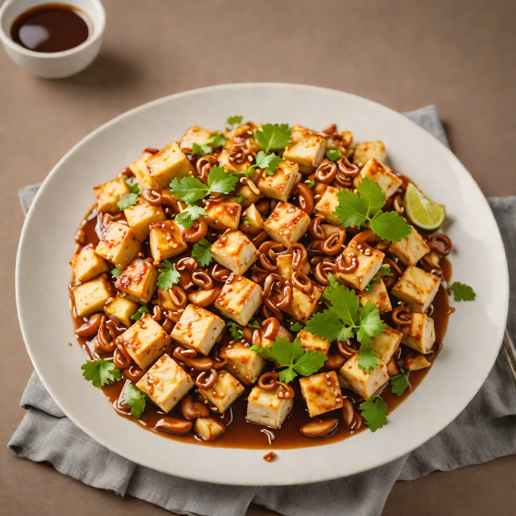 Stir-Fried Tofu with Cashews and Spicy Garlic Sauce