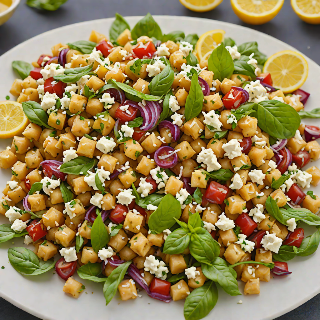 Lemon-Basil Mediterranean Chickpea Salad with Feta