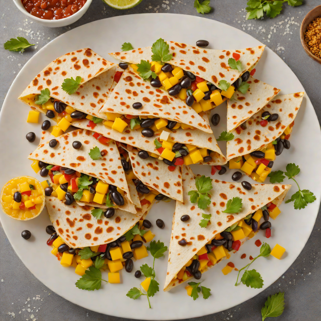 Spicy Tropical Quesadilla with Black Beans and Mango