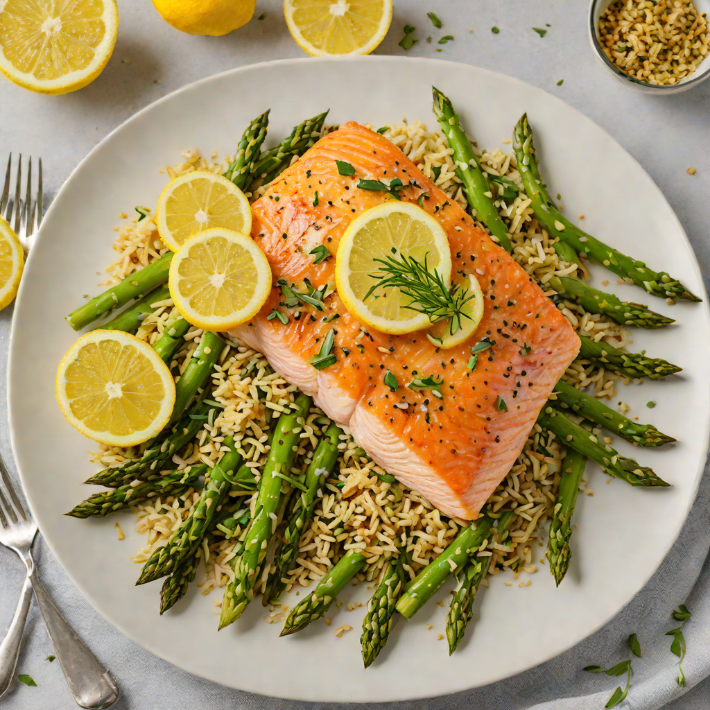 Baked Lemon-Herb Salmon with Quinoa and Asparagus