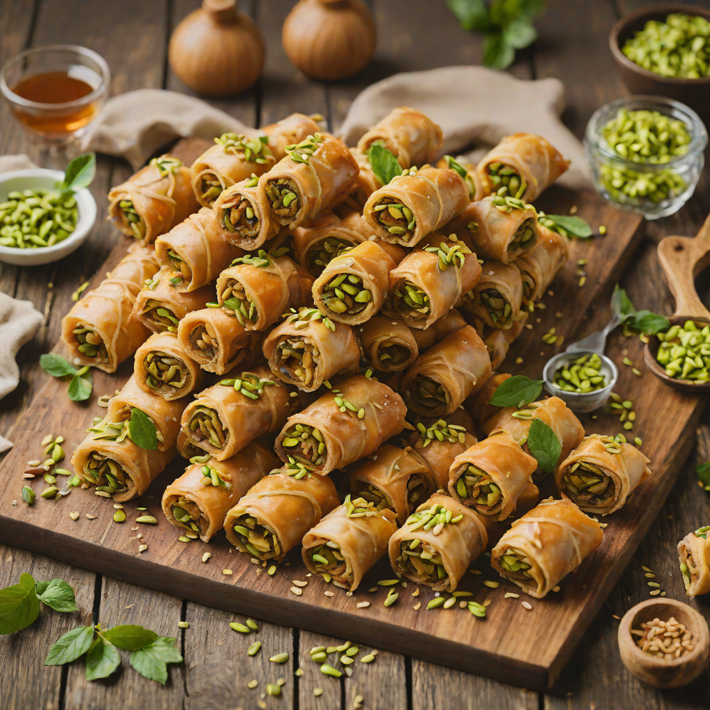 Honey-Rose Pistachio Baklava Rolls