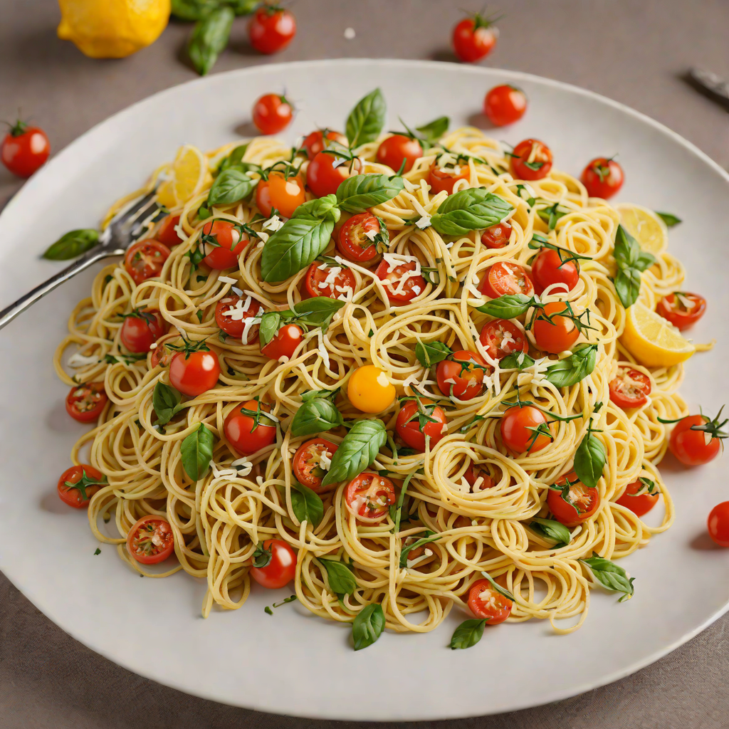 Lemon Basil Linguine with Sautéed Garlic and Cherry Tomatoes