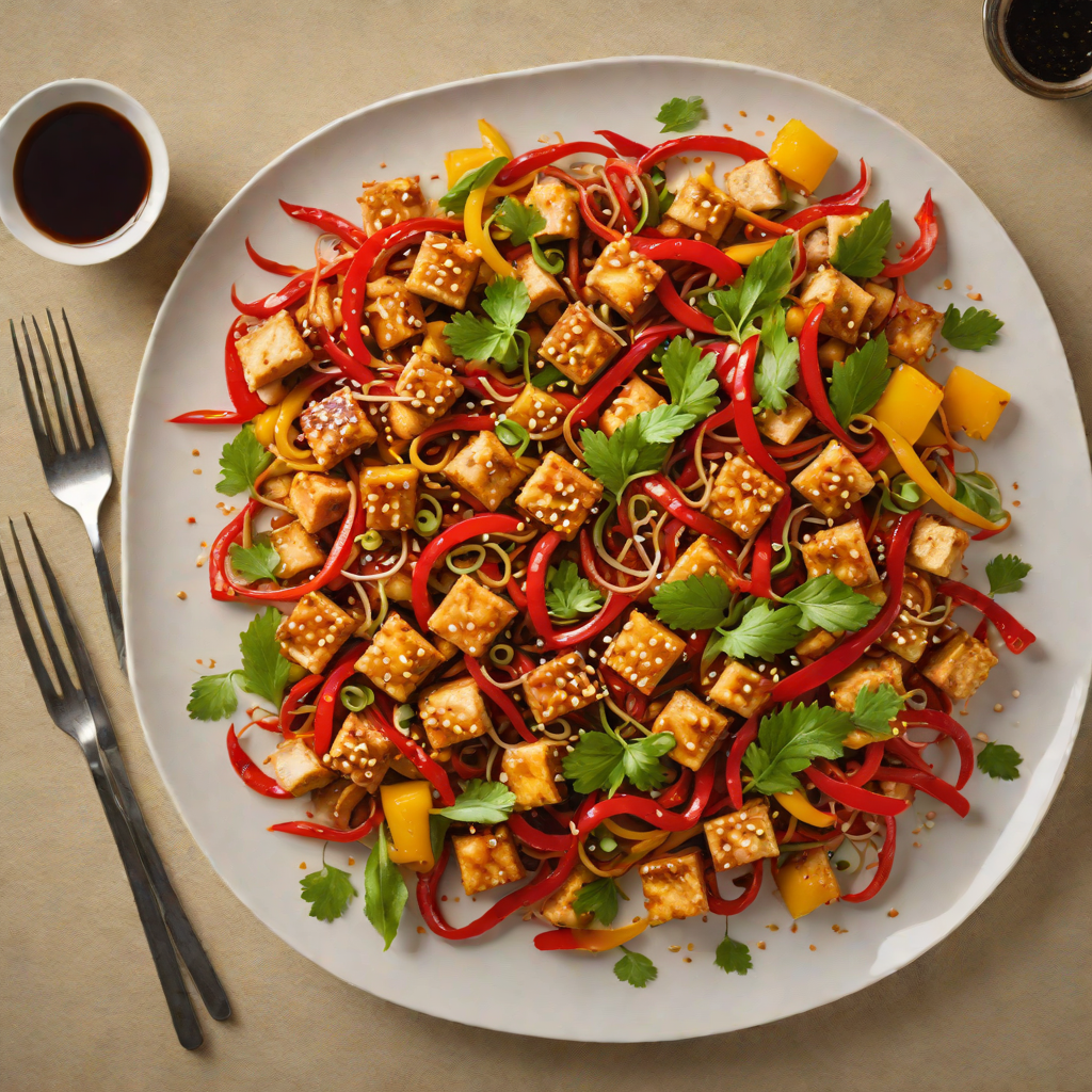 Crisp Tofu Stir-Fry with Bell Peppers and Ginger Soy Sauce