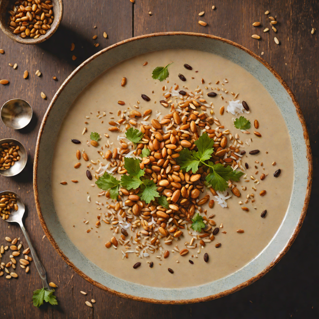 Spiced Taro and Coconut Soup with Toasted Tiki Seeds