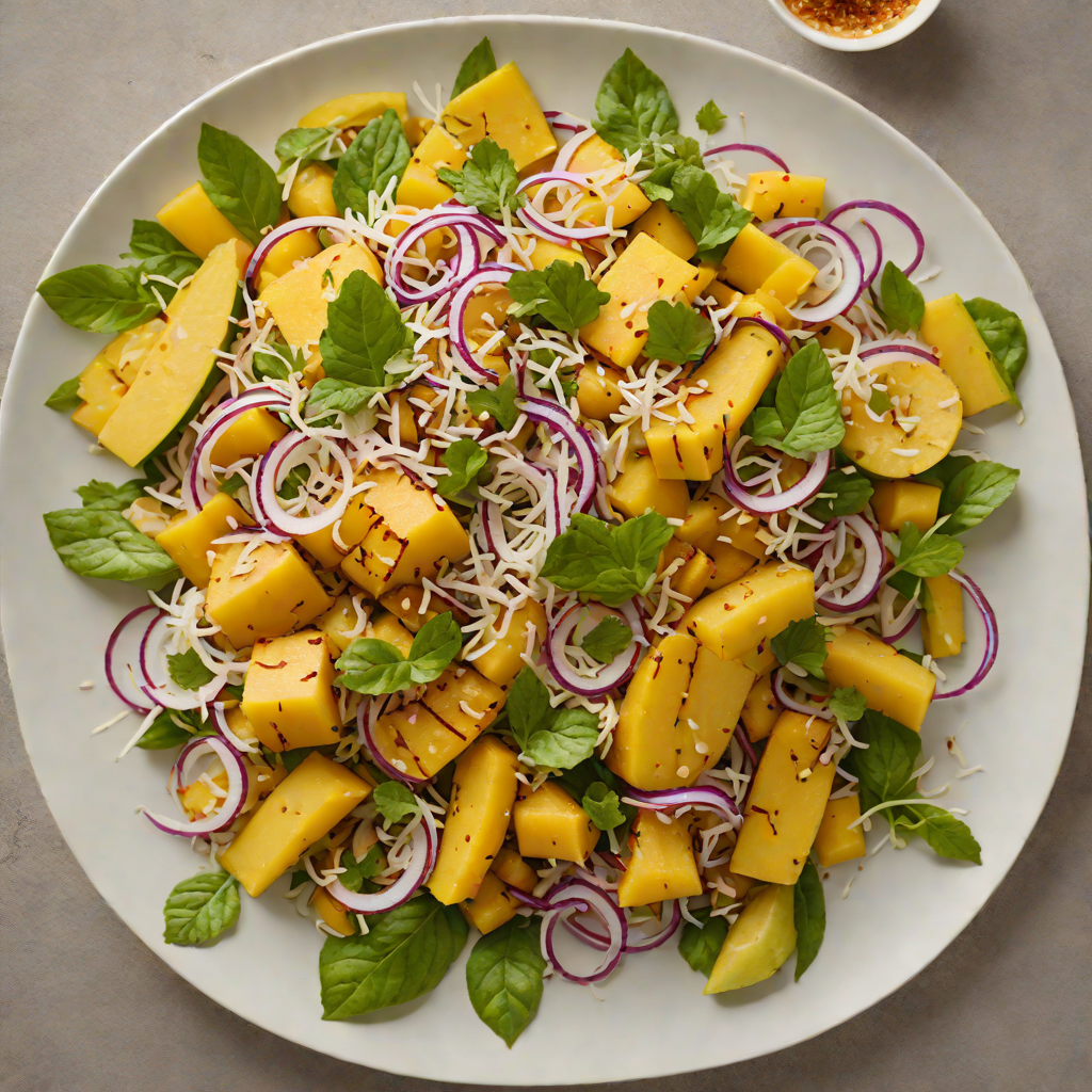 Charred Mango and Taro Root Salad with Toasted Coconut Dressing
