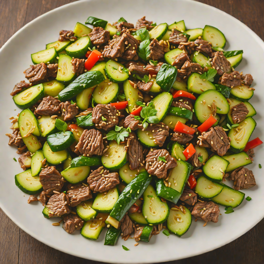 Sautéed Beef and Zucchini Stir-Fry with Garlic and Ginger