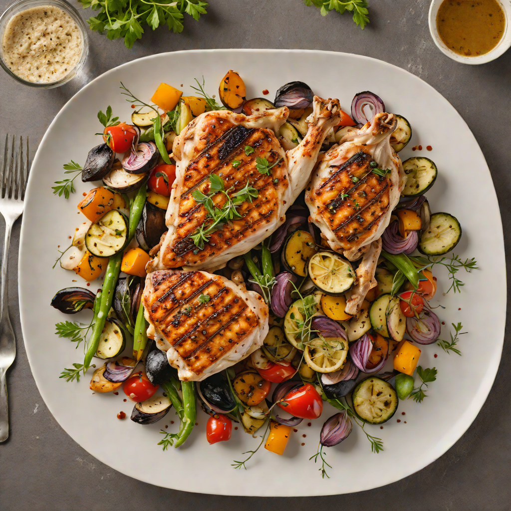 Grilled Herb-Marinated Chicken with Charred Vegetables