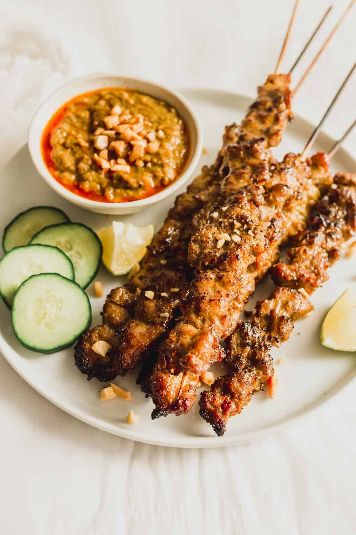Tamarind-Glazed Pork Skewers with Spiced Peanut Sauce