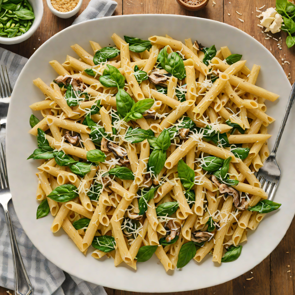 One-Pot Creamy Spinach and Mushroom Penne with Garlic and Parmesan