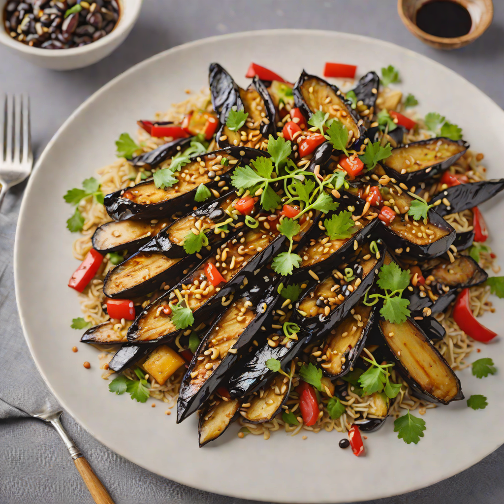 Miso-Glazed Eggplant with Black Bean Stir Fry