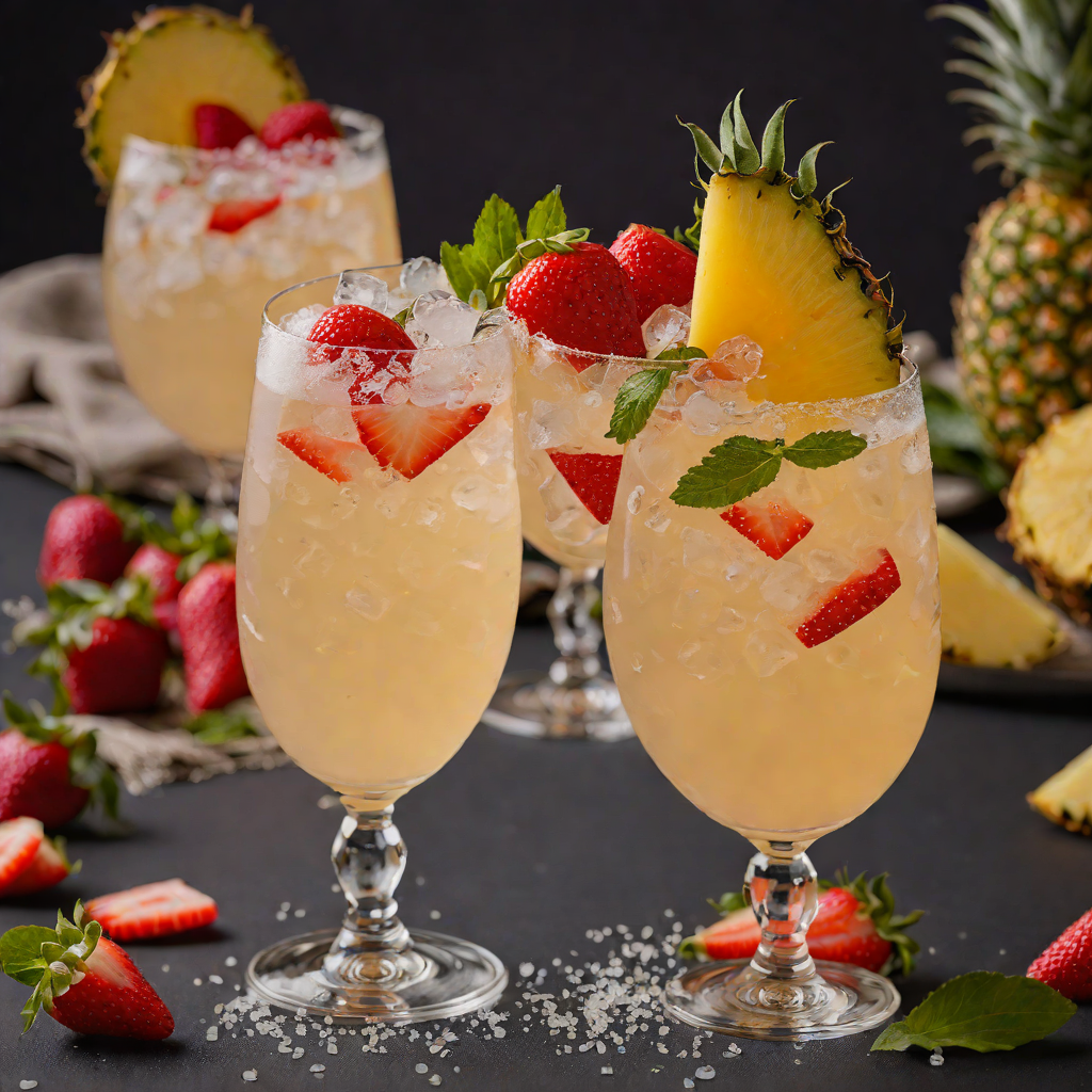 Pineapple Strawberry Gin Fizz with Salt Rim