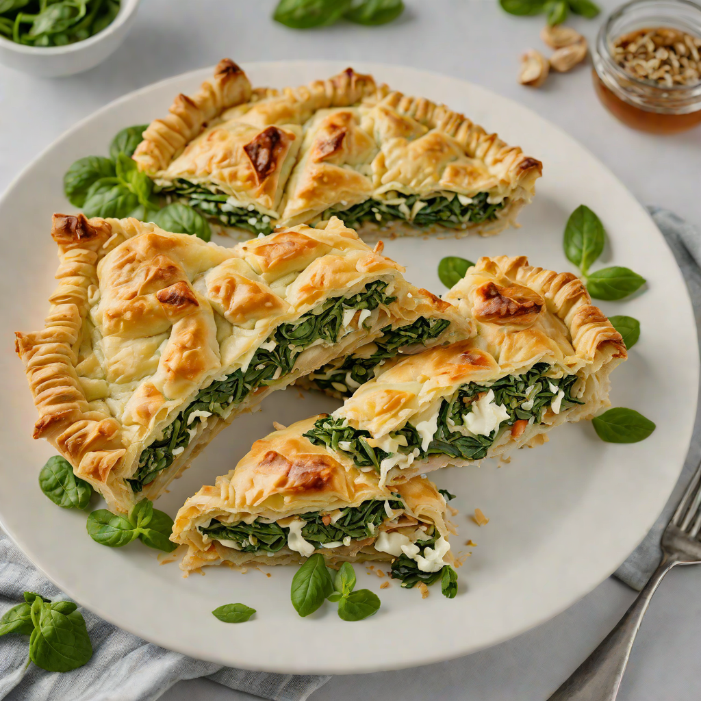 Spanakopita-Inspired Savory Phyllo Pie with Spinach and Feta