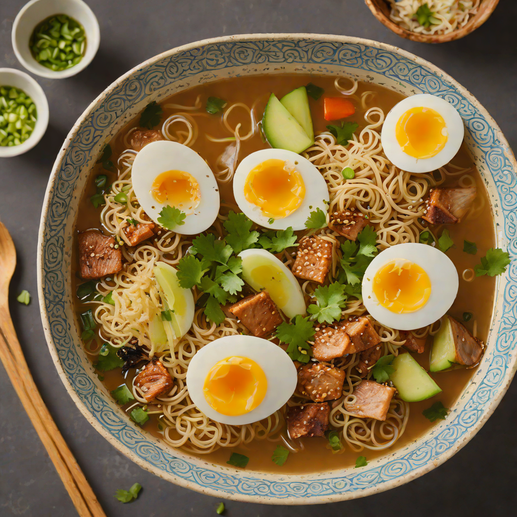 Homemade Japanese Miso Ramen with Soft-Boiled Egg and Scallions