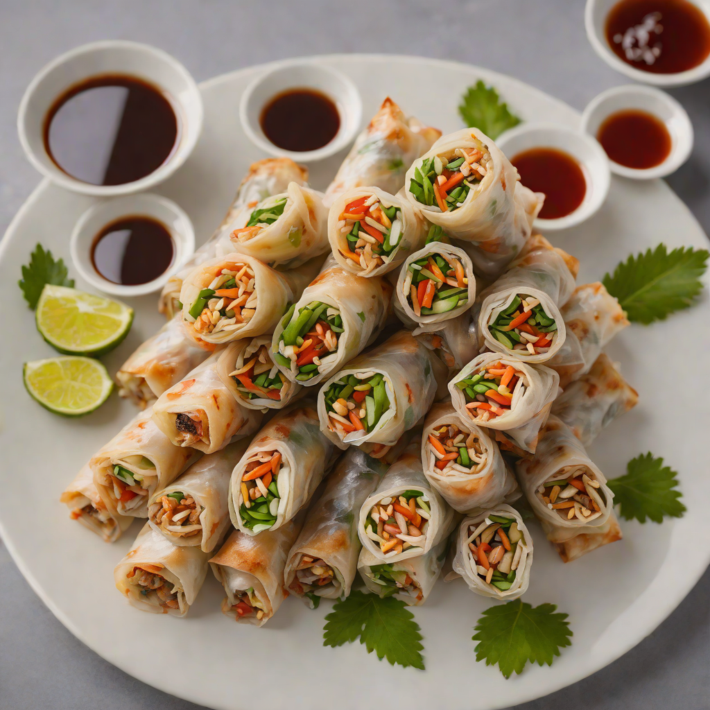 Grilled Pork Spring Rolls with Nuoc Cham Dipping Sauce