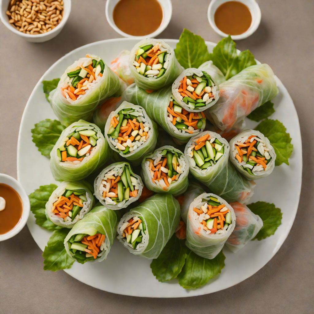Vietnamese Vegetarian Summer Rolls with Peanut Dipping Sauce