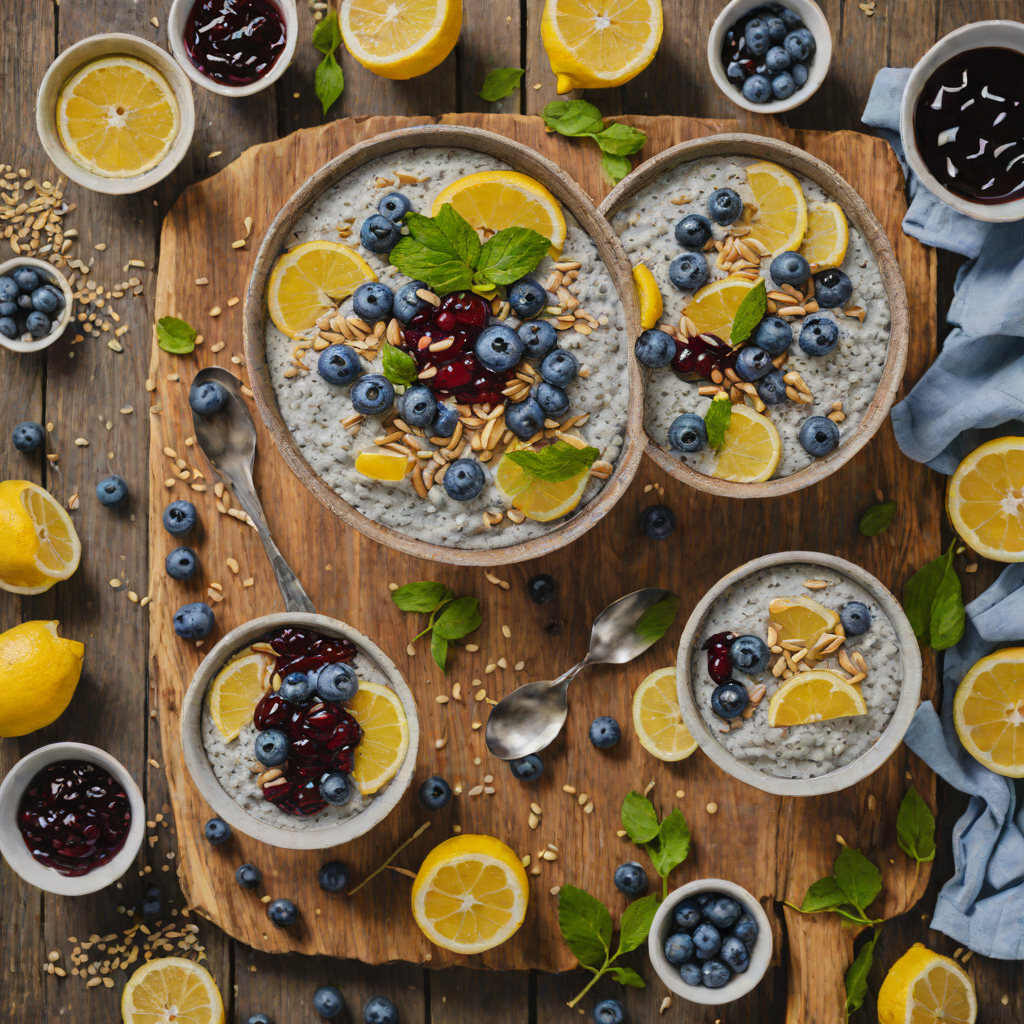 No-Bake Lemon Chia Pudding with Blueberry Compote