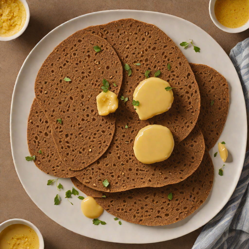 Injera-Inspired Teff Flatbread with Spiced Clarified Butter