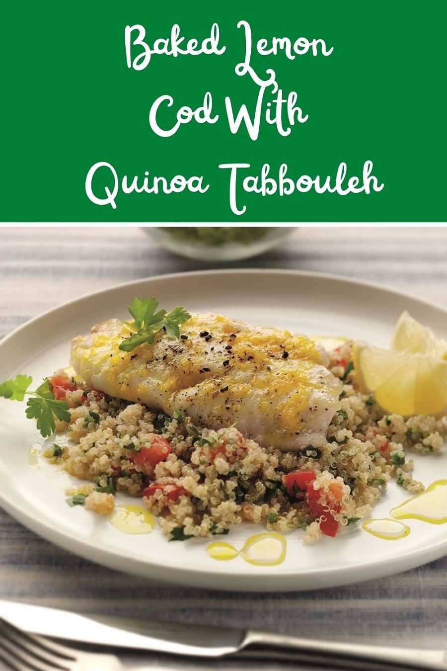 Baked Lemon-Garlic Cod with Herb Quinoa Pilaf
