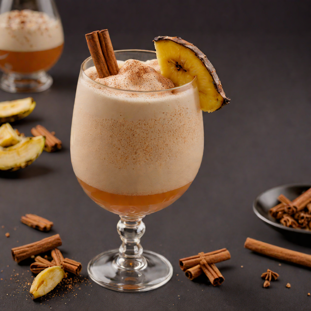 Charred Banana Rum Cocktail with Spiced Cinnamon Foam