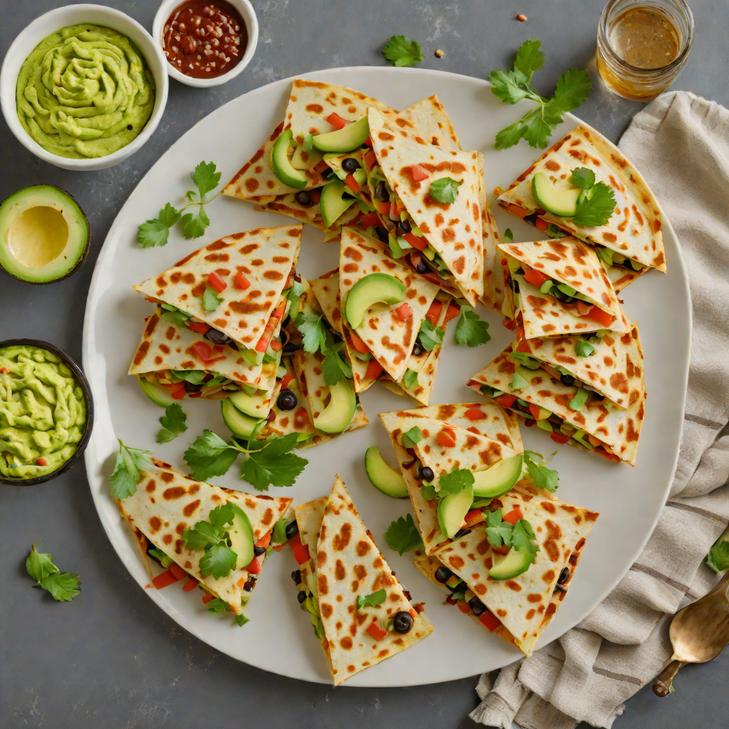 Mini Veggie-Loaded Quesadillas with Avocado Cream