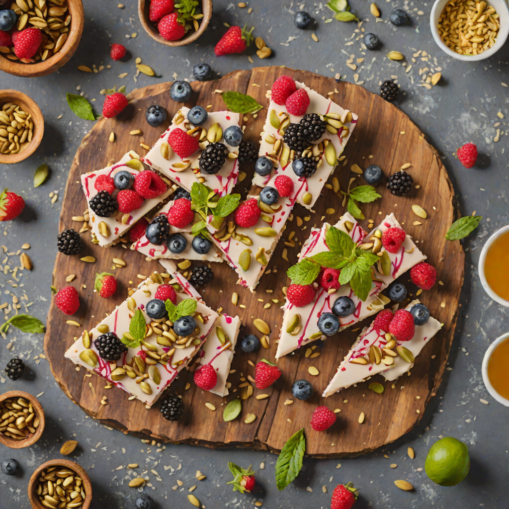 No-Bake Frozen Berry Yogurt Bark with Honey and Pistachios
