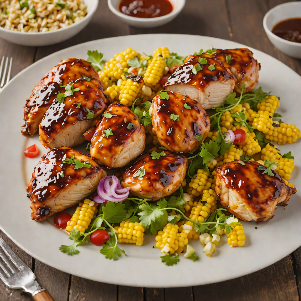 Smoky Bourbon-Glazed BBQ Chicken with Grilled Corn Salad