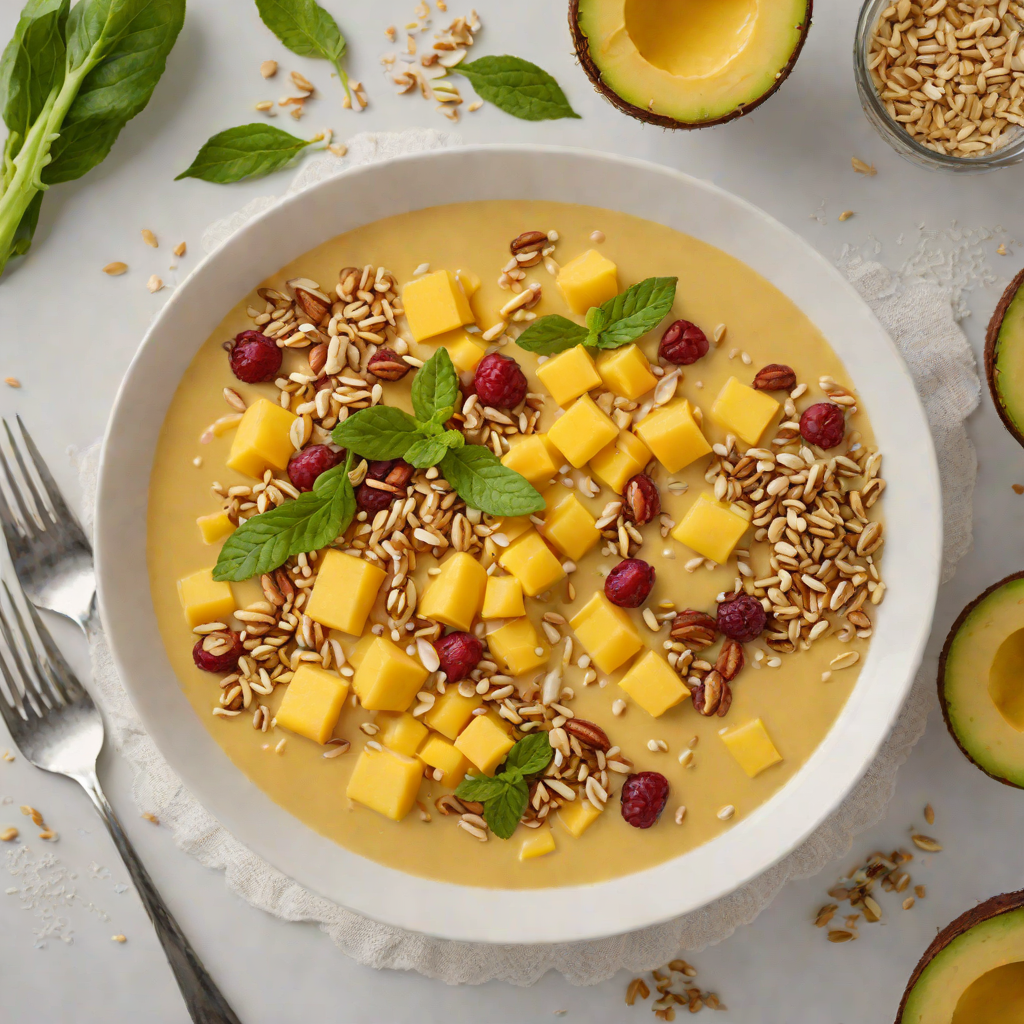Mango-Pineapple Tropical Smoothie Bowl with Coconut Granola