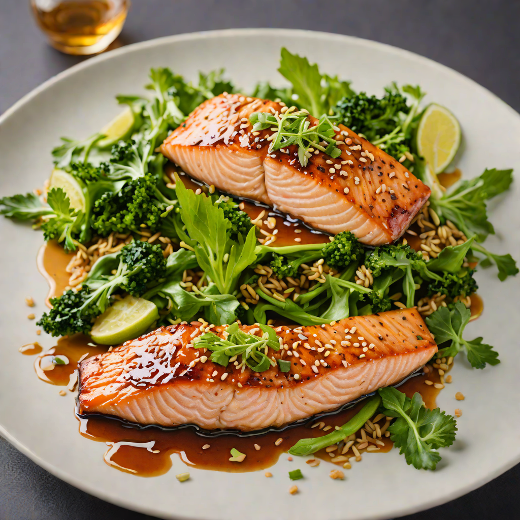 Honey-Soy Glazed Salmon with Ginger Sesame Greens
