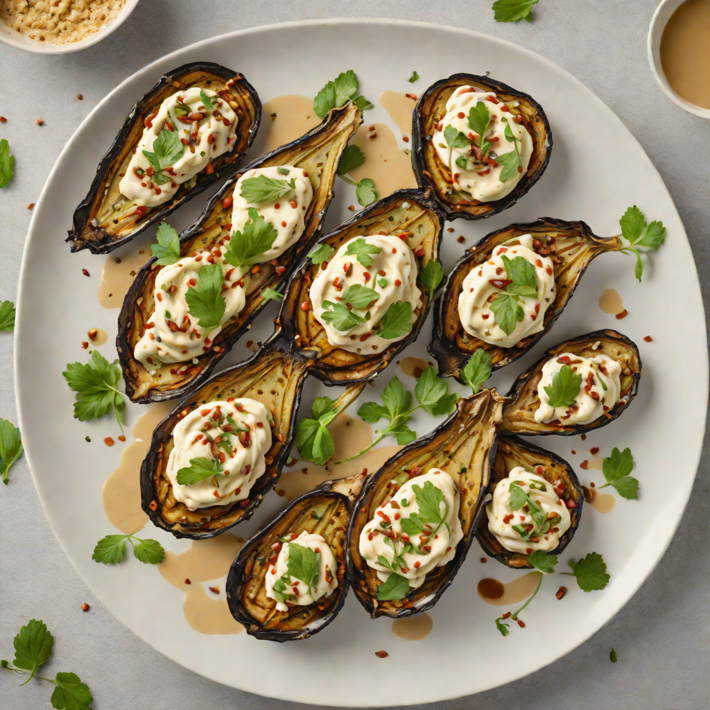 Pan-Fried Regional Herb and Garlic Eggplant with Tahini Drizzle