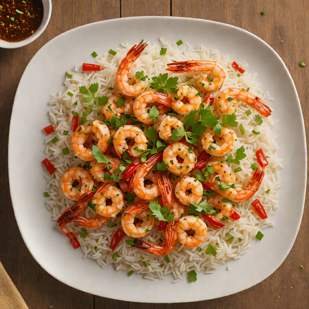 Spicy Sautéed Shrimp with Garlic and Chili Flakes over Jasmine Rice