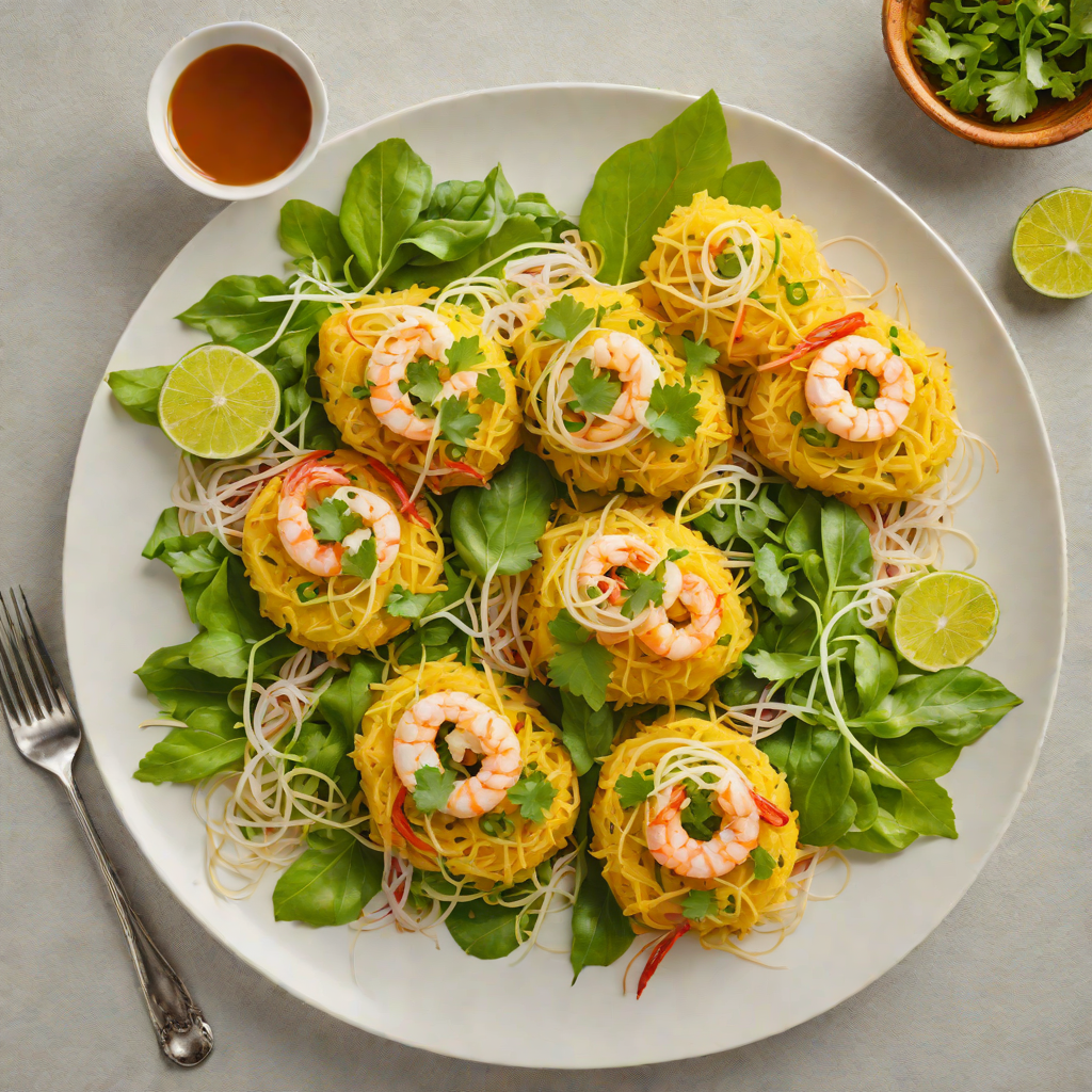 Pan-Fried Vietnamese Banh Xeo with Shrimp and Bean Sprouts