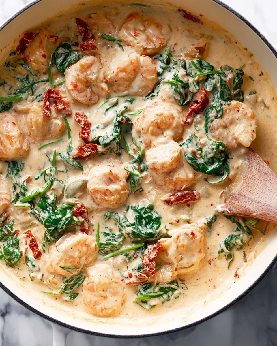 Sautéed Tuscan Garlic Shrimp in Spinach and Tomato Sauce