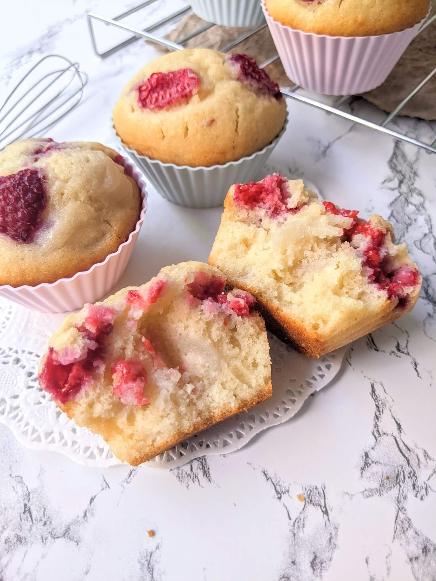 Lychee and Raspberry Muffins with Almond Crumble