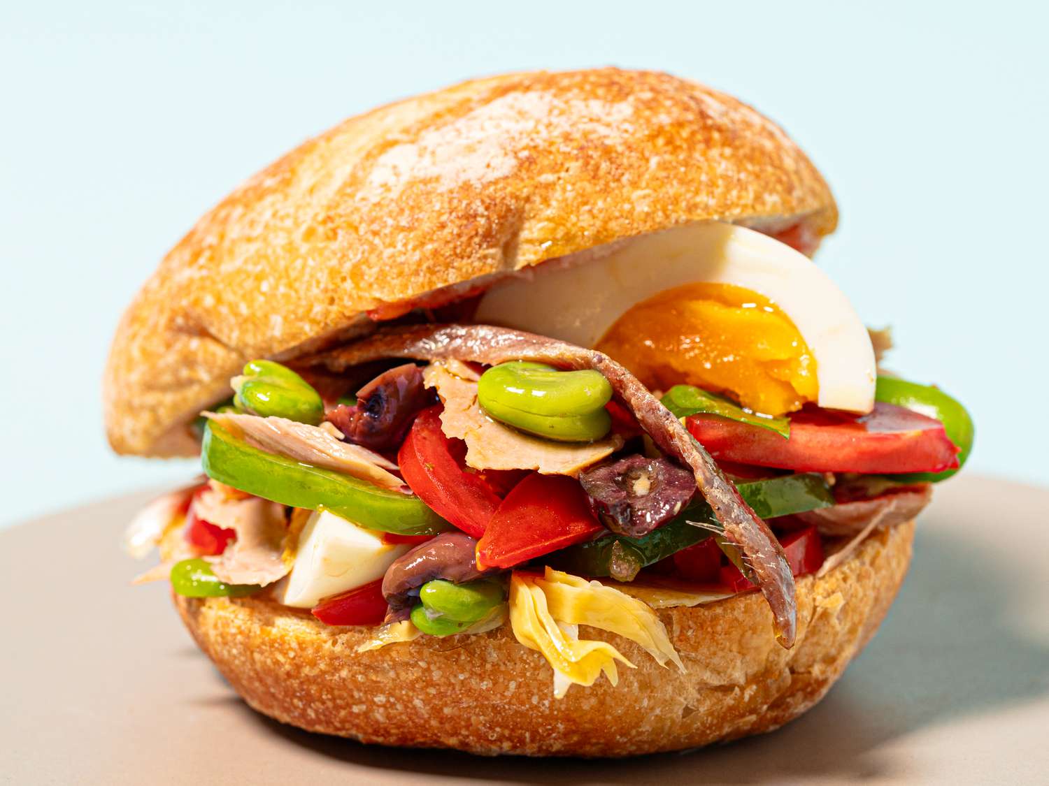 Pan Bagnat Sandwich with Tuna and Niçoise Vegetables