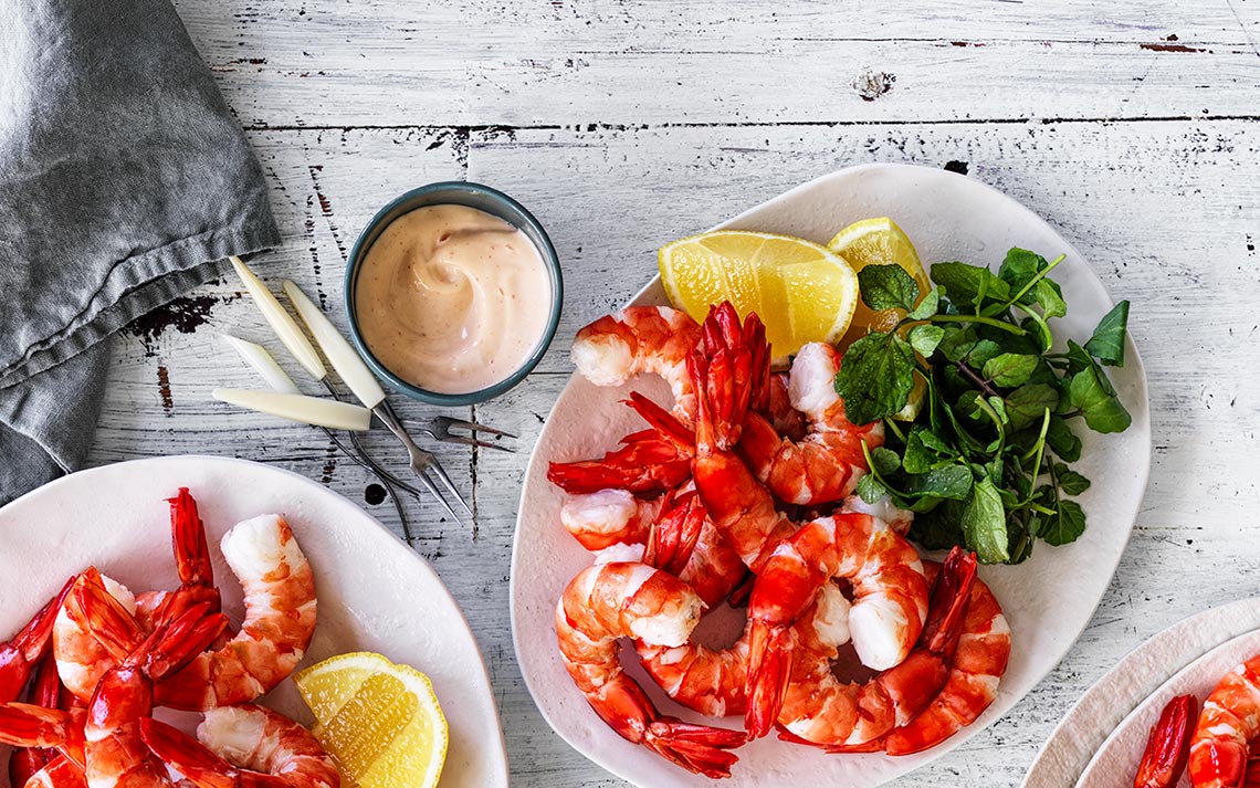Barbecued Prawn Cocktails with Chilli Mayo