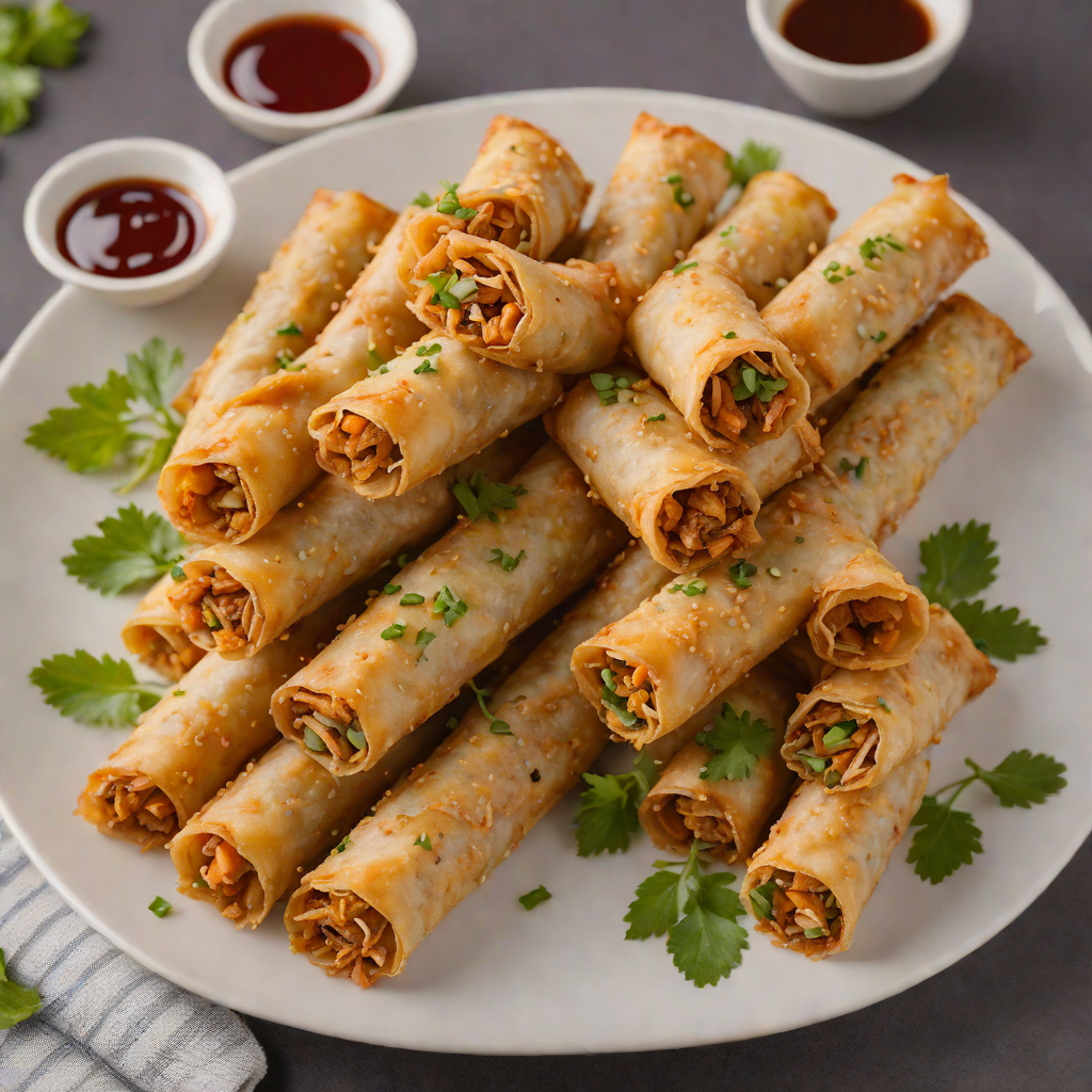 Crisped Vietnamese Chicken Egg Rolls with Garlic and Black Pepper