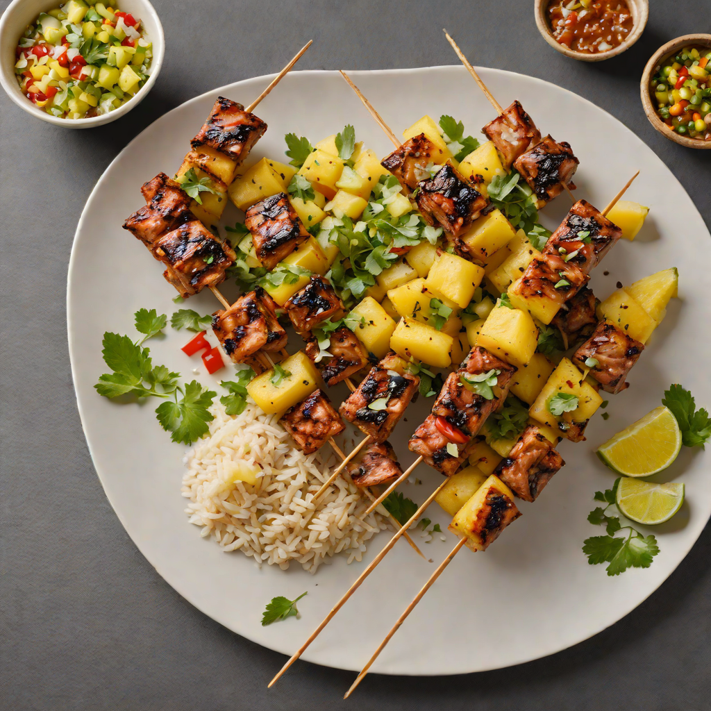 Charred Mezcal-Marinated Pork Skewers with Pineapple Salsa