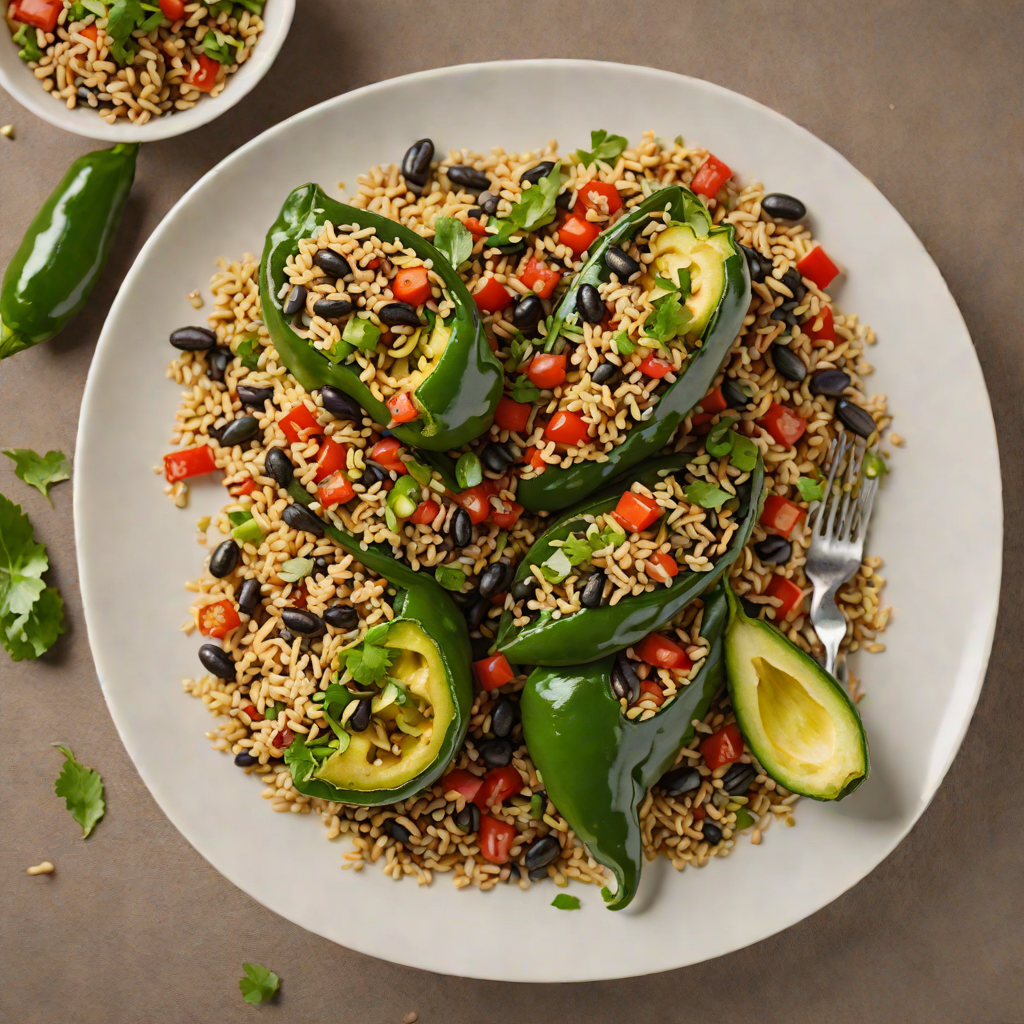 Half-Stuffed Poblano Peppers with Black Beans and Quinoa