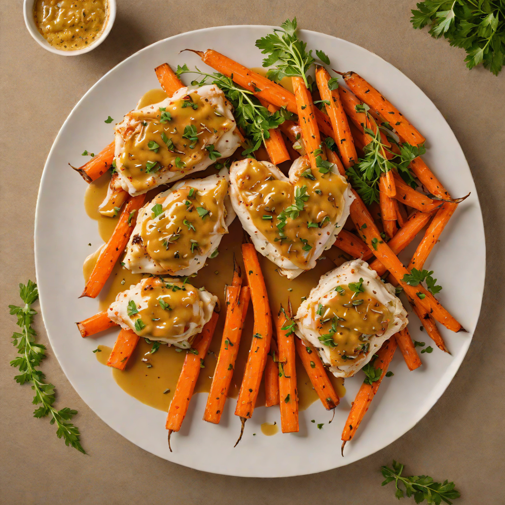 Sautéed Chicken with Honey Mustard Glaze and Roasted Carrots