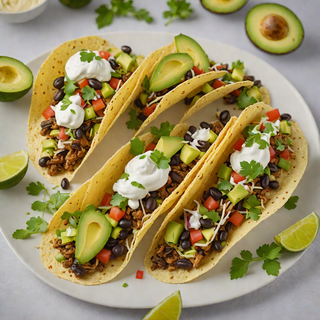 Avocado and Black Bean Tacos with Lime Crema