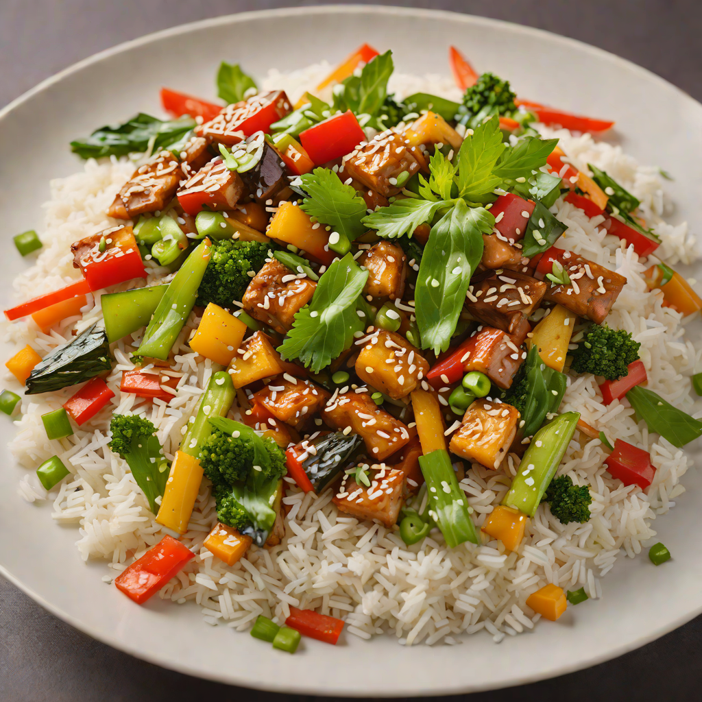Vegetable Stir-Fry with Ginger-Soy Glaze over Jasmine Rice