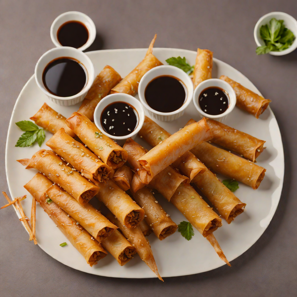 Pan-Fried Lumpia with Ginger-Spiked Sweet Soy Dipping Sauce