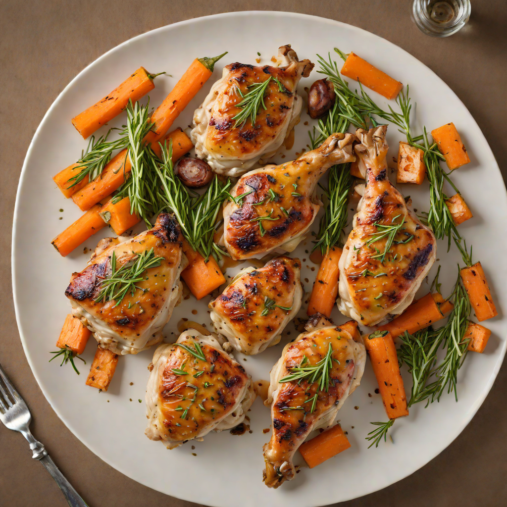 Pan-Seared Chicken Thighs with Garlic-Rosemary Roasted Carrots