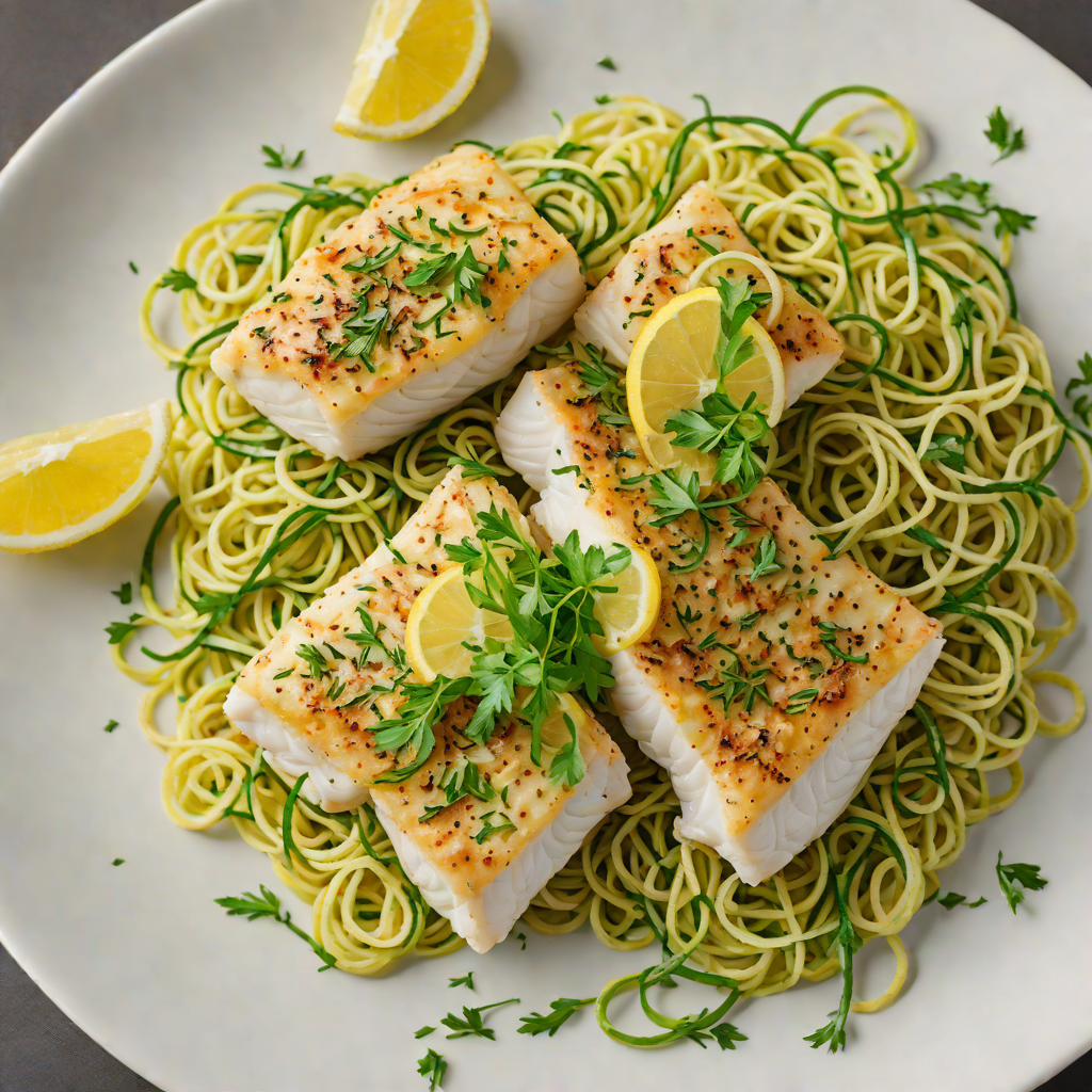 Baked Cod with Lemon-Dill Zucchini Noodles