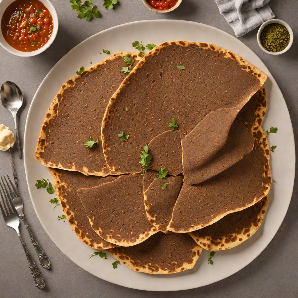 Injera Flatbread Cooked on Nonstick Skillet